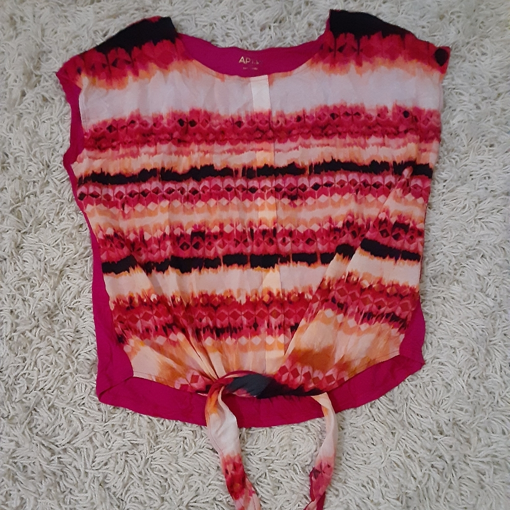Apt 9 tie front top tie hem cropped tie-dye pink